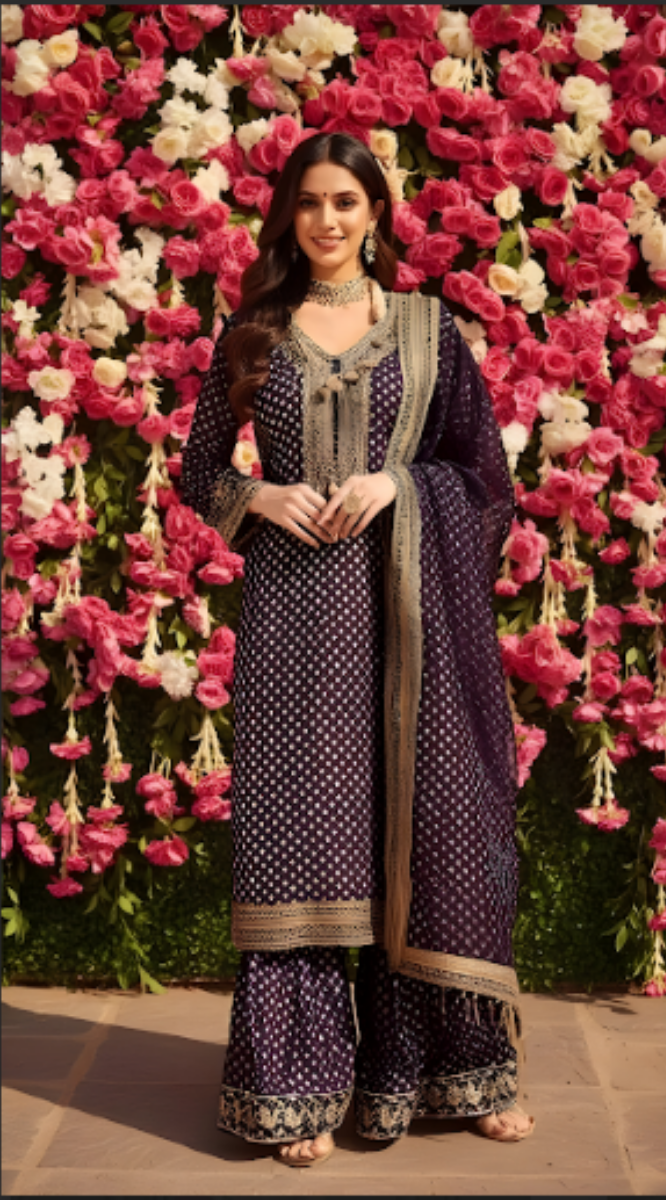 DEEP WINE GEORGETTE BANDHANI